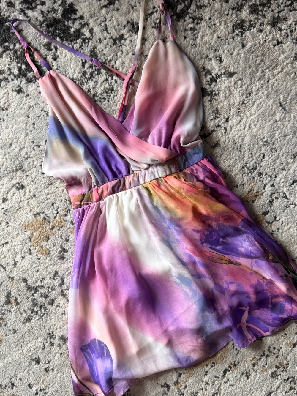 Paper Heart Pink & Purple Watercolor Satin Slip Romper